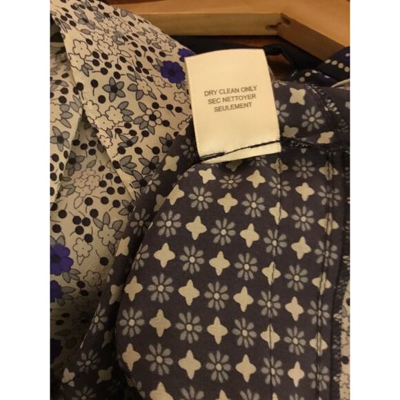 Rebecca Taylor blue White floral silk BoHo 3/4 sleeve Blouse/Top sz 4 - Picture 4 of 7